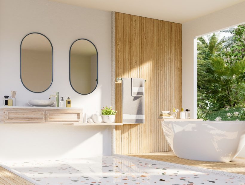Modern Bathroom interior design on white wall. Modern Bathroom interior design on white wall.